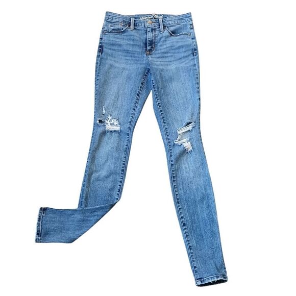 Universal Thread Denim - UNIVERSAL THREAD Skinny Jeans Mid Rise Distressed Ripped Knee Size 0 24R